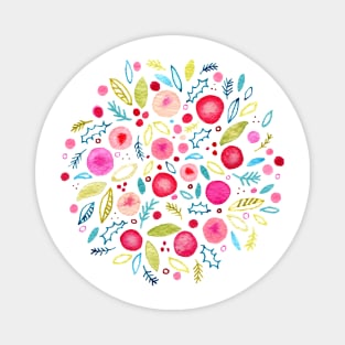 Winter Watercolor Wreath Magnet